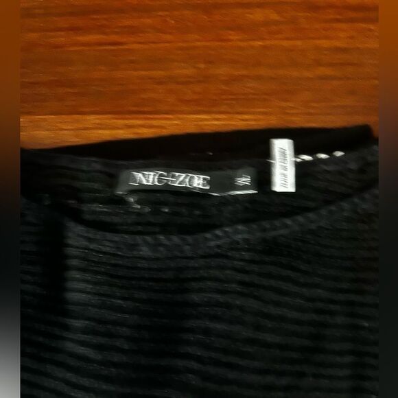 NIC+ZOE Women's Celestial Sweater black and white cotton 3/4 sleeve lightweight - Picture 12 of 12